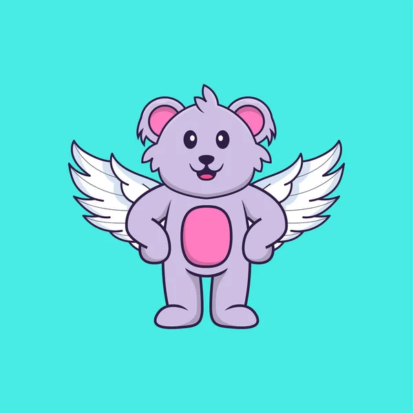 Lindo Koala Usando Alas Animal Concepto Dibujos Animados Aislado Puede — Vector de stock