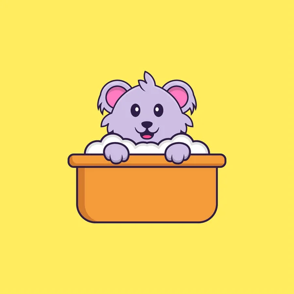 Lindo Koala Tomando Baño Bañera Animal Concepto Dibujos Animados Aislado — Archivo Imágenes Vectoriales