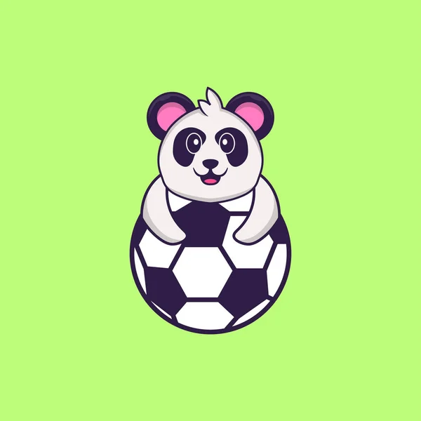 Lindo Panda Jugando Fútbol Animal Concepto Dibujos Animados Aislado Puede — Vector de stock