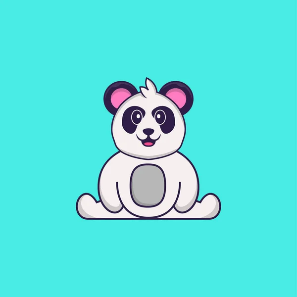 Słodka Panda Siedzi Koncepcja Kreskówki Odizolowana Może Służyć Podkoszulka Kartka — Wektor stockowy
