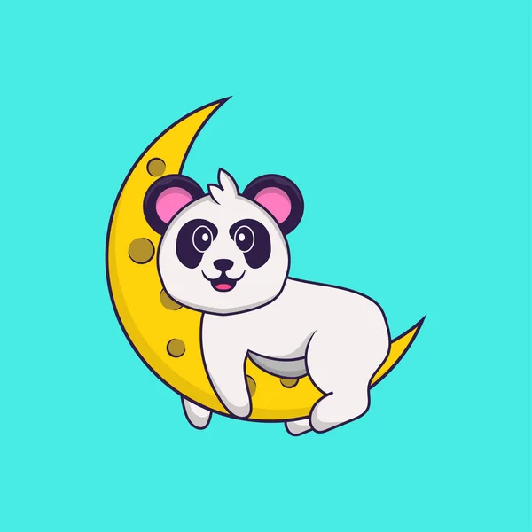 Söta Panda Månen Animalisk Tecknad Koncept Isolerad Kan Användas Till — Stock vektor