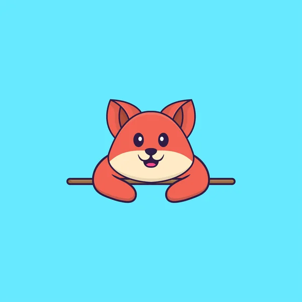 可爱的狐狸躺下 动物漫画的概念是孤立的 可用于T恤衫 请柬或吉祥物 — 图库矢量图片