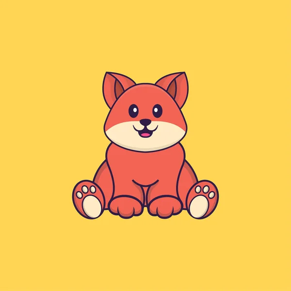 かわいい狐が座っている 動物の漫画の概念は孤立した Tシャツ グリーティングカード 招待カード マスコットに使用できます — ストックベクタ
