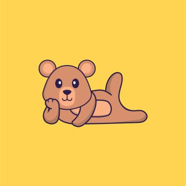 Tatlı fare yerde yatıyor. Hayvan çizgi film kavramı izole edildi. Tişört, tebrik kartı, davetiye kartı ya da maskot olarak kullanılabilir..