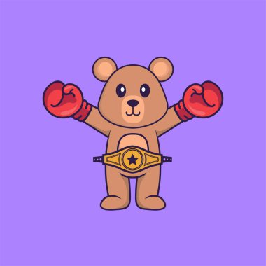 Şampiyon kemeri olan boksör kostümlü şirin bir fare. Hayvan çizgi film kavramı izole edildi. Tişört, tebrik kartı, davetiye kartı ya da maskot olarak kullanılabilir..