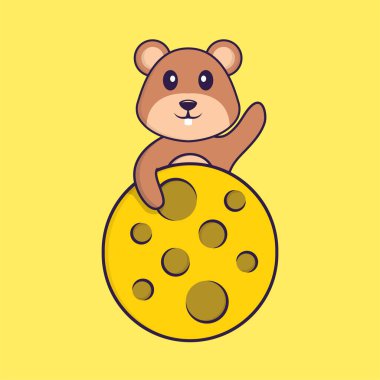 Ay 'da şirin bir sincap var. Hayvan çizgi film kavramı izole edildi. Tişört, tebrik kartı, davetiye kartı ya da maskot olarak kullanılabilir..