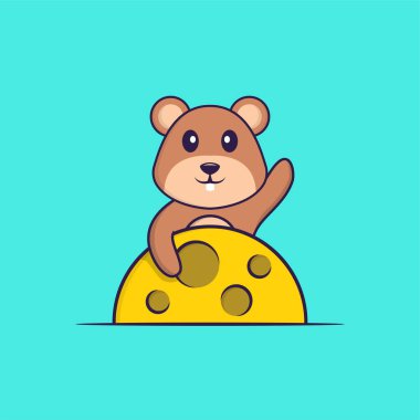 Ay 'da şirin bir sincap var. Hayvan çizgi film kavramı izole edildi. Tişört, tebrik kartı, davetiye kartı ya da maskot olarak kullanılabilir..