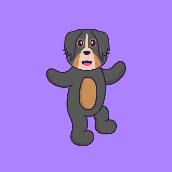 Roztomilý Pes Tancuje Animální Kreslený Koncept Izolovaný Lze Použít Tričko — Stockový vektor