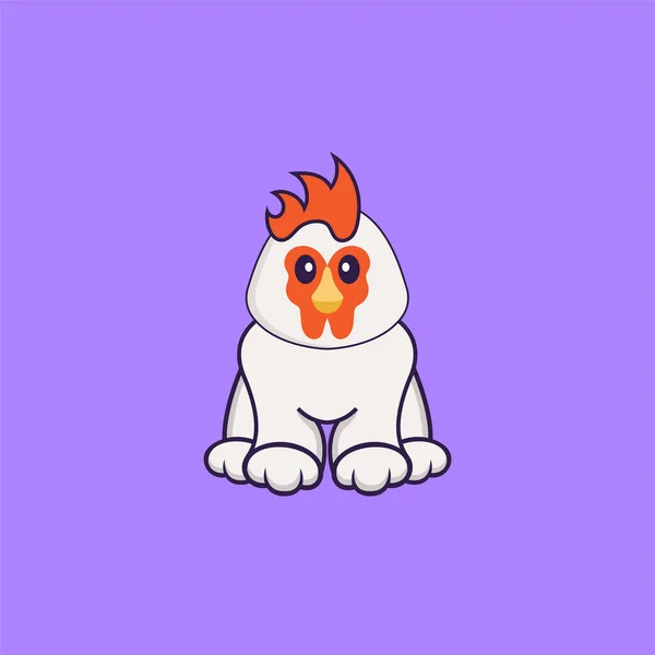 Lindo Pollo Está Sentado Animal Concepto Dibujos Animados Aislado Puede — Archivo Imágenes Vectoriales