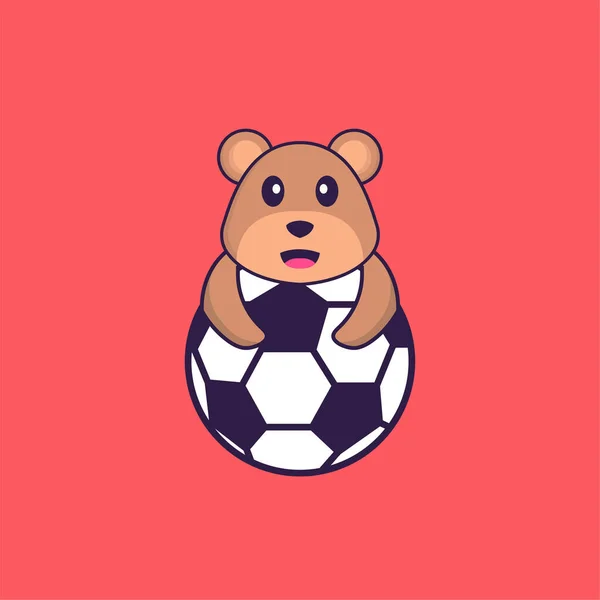 Urso Bonito Jogar Futebol Animal Desenho Animado Conceito Isolado Pode —  Vetores de Stock