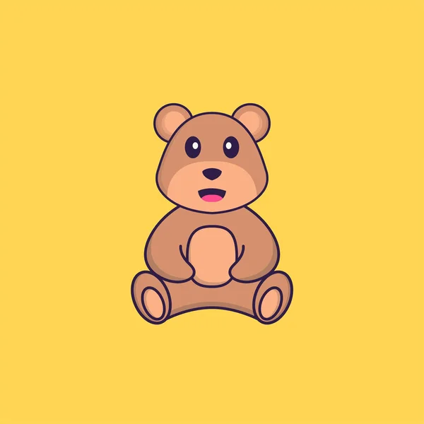 Urso Bonito Está Sentado Animal Desenho Animado Conceito Isolado Pode — Vetor de Stock