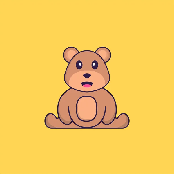 可爱的熊坐在那里 动物漫画的概念是孤立的 可用于T恤衫 请柬或吉祥物 — 图库矢量图片
