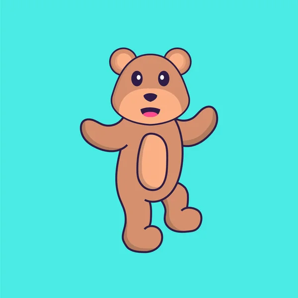 Urso Bonito Está Dançando Animal Desenho Animado Conceito Isolado Pode — Vetor de Stock