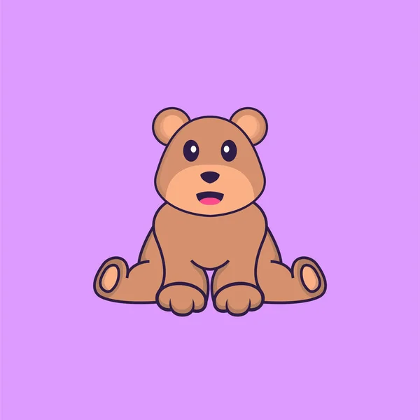 Roztomilý Medvěd Sedí Animální Kreslený Koncept Izolovaný Lze Použít Tričko — Stockový vektor