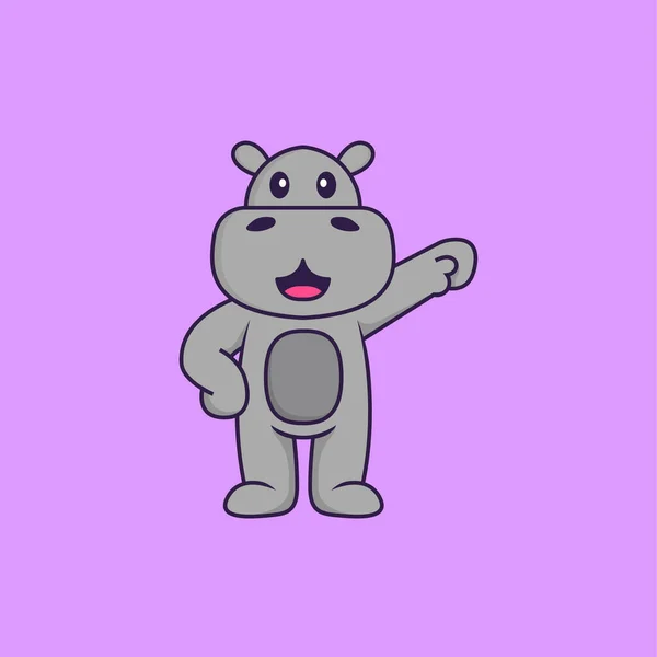 Lindo Héroe Hipopótamo Animal Concepto Dibujos Animados Aislado Puede Utilizar — Vector de stock