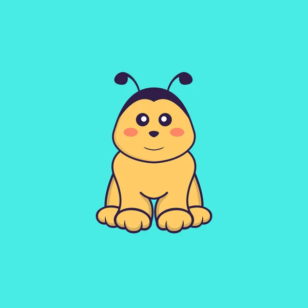 Jolie Abeille Est Assise Concept Dessin Animé Animal Isolé Peut — Image vectorielle