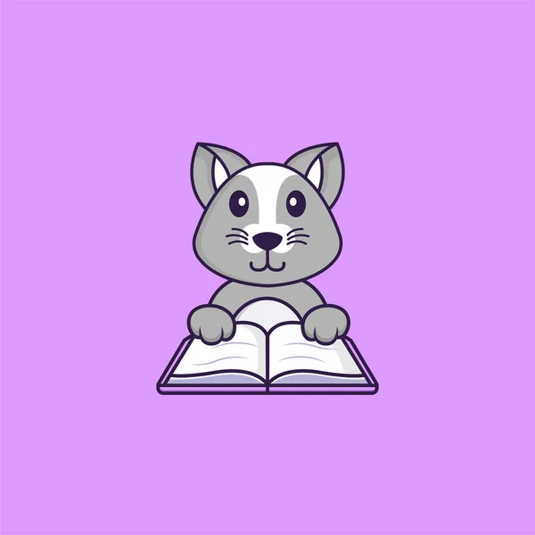 かわいいネズミが本を読んでいる 動物の漫画の概念は孤立した Tシャツ グリーティングカード 招待カード マスコットに使用できます — ストックベクタ