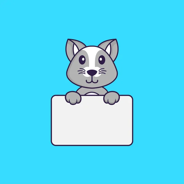可愛いネズミがホワイトボードを持ってる 動物の漫画の概念は孤立した Tシャツ グリーティングカード 招待カード マスコットに使用できます — ストックベクタ