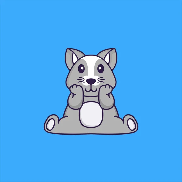 可爱的老鼠坐着 动物漫画的概念是孤立的 可用于T恤衫 请柬或吉祥物 — 图库矢量图片