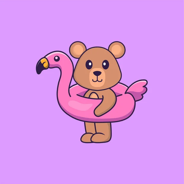 Leuke Rat Met Flamingo Boei Dierenspotconcept Geïsoleerd Kan Gebruikt Worden — Stockvector