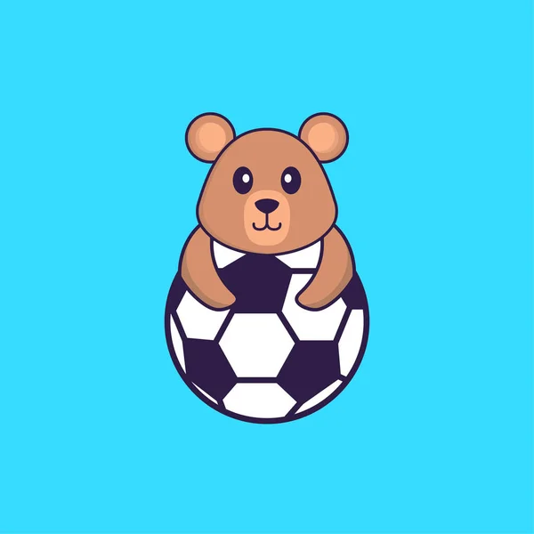 可爱的老鼠踢足球 动物漫画的概念是孤立的 可用于T恤衫 请柬或吉祥物 — 图库矢量图片