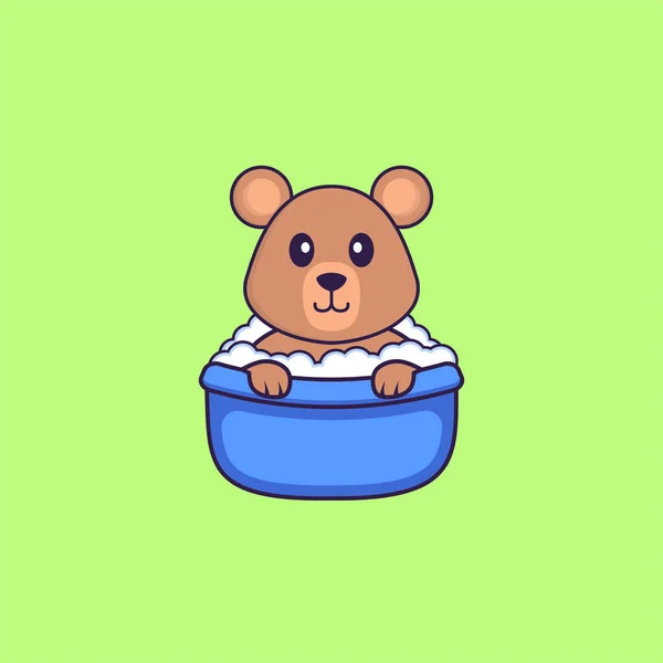 Linda Rata Tomando Baño Bañera Animal Concepto Dibujos Animados Aislado — Vector de stock