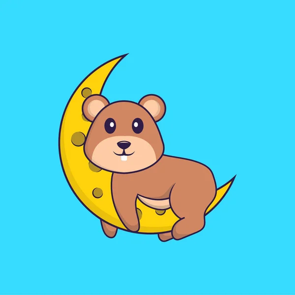 Esquilo Bonito Está Lua Animal Desenho Animado Conceito Isolado Pode — Vetor de Stock