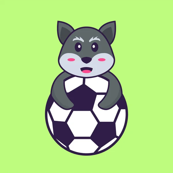 Lindo Zorro Jugando Fútbol Animal Concepto Dibujos Animados Aislado Puede — Vector de stock