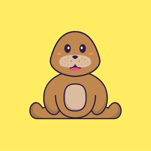 Lindo Perro Está Sentado Animal Concepto Dibujos Animados Aislado Puede — Vector de stock