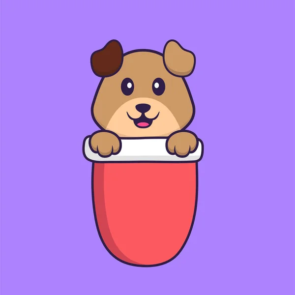 Netter Hund Roter Tasche Animal Cartoon Konzept Isoliert Kann Für — Stockvektor