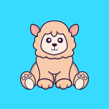 Şirin koyunlar oturuyor. Hayvan çizgi film kavramı izole edildi. Tişört, tebrik kartı, davetiye kartı ya da maskot olarak kullanılabilir..