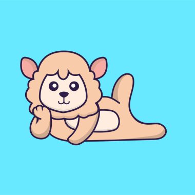 Uzanmış şirin koyunlar. Hayvan çizgi film kavramı izole edildi. Tişört, tebrik kartı, davetiye kartı ya da maskot olarak kullanılabilir..