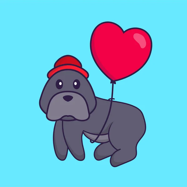 Leuke Hond Die Vliegt Met Liefdevolle Ballonnen Dierenspotconcept Geïsoleerd Kan — Stockvector