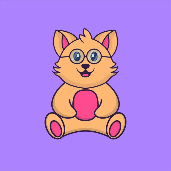 Lindo Gato Está Sentado Animal Concepto Dibujos Animados Aislado Puede — Vector de stock