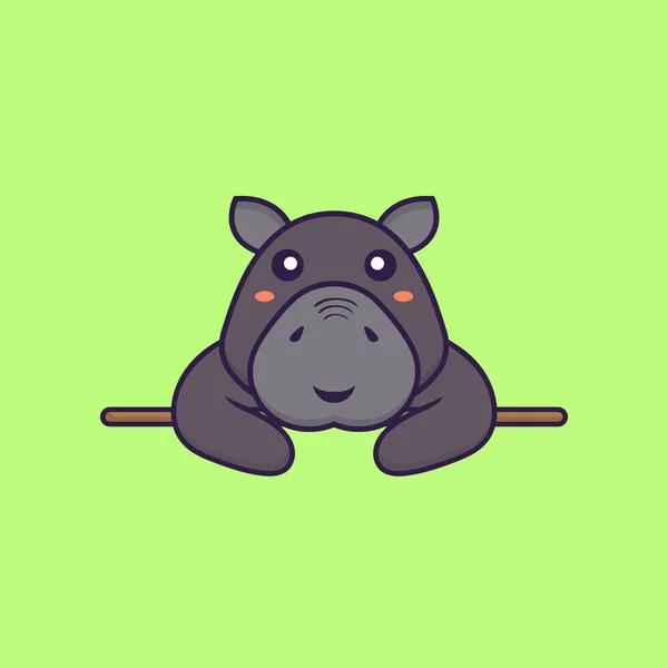 Hipopótamo Giro Deitado Animal Desenho Animado Conceito Isolado Pode Usado —  Vetores de Stock