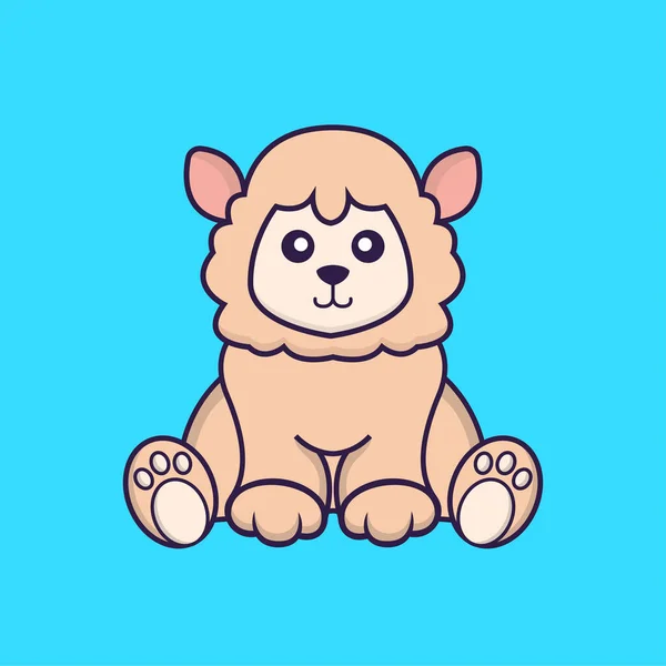 Mignon Mouton Est Assis Concept Dessin Animé Animal Isolé Peut — Image vectorielle