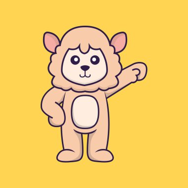 Şirin koyun kahramanı. Hayvan çizgi film kavramı izole edildi. Tişört, tebrik kartı, davetiye kartı ya da maskot olarak kullanılabilir..