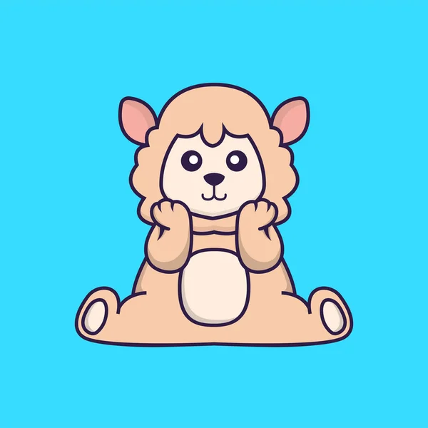 Mignon Mouton Est Assis Concept Dessin Animé Animal Isolé Peut — Image vectorielle