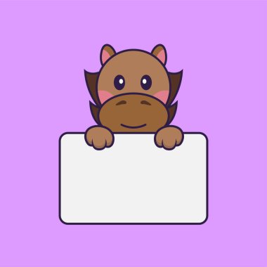 Beyaz tahta tutan şirin at..