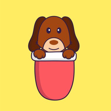 Kırmızı cebinde şirin bir köpek..