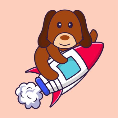 Roketin üstünde uçan sevimli köpek..