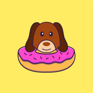 Boynunda donut olan sevimli bir köpek..