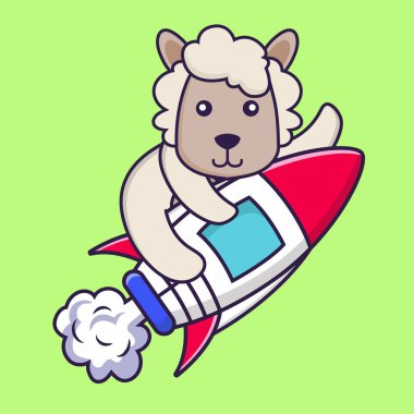 Roketin üstünde uçan sevimli koyunlar..