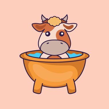 Küvette banyo yapan sevimli inek..