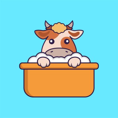 Küvette banyo yapan sevimli inek..