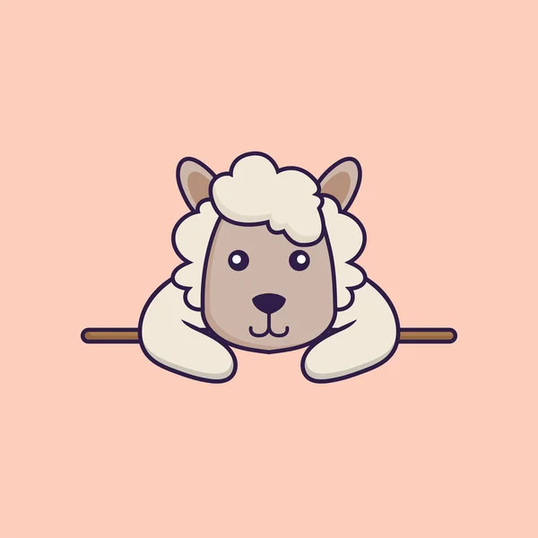 Mignon Mouton Couché — Image vectorielle