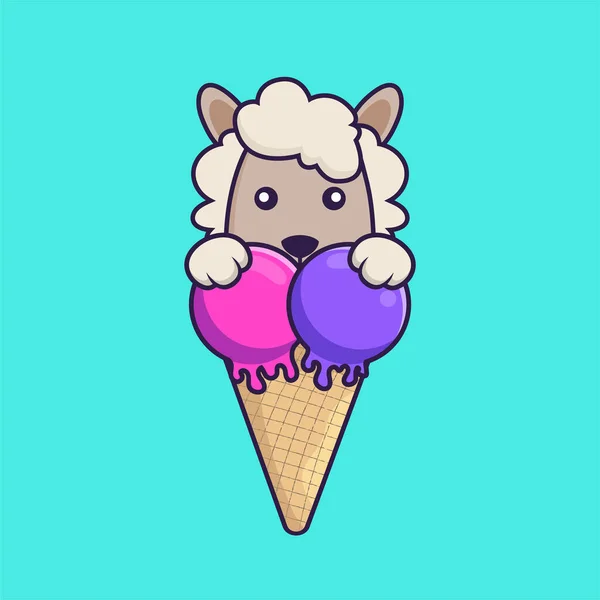 Cute Sheep Sweet Ice Cream — Stock Vector