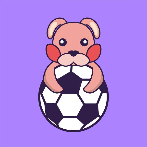 Lindo Conejo Jugando Fútbol — Vector de stock
