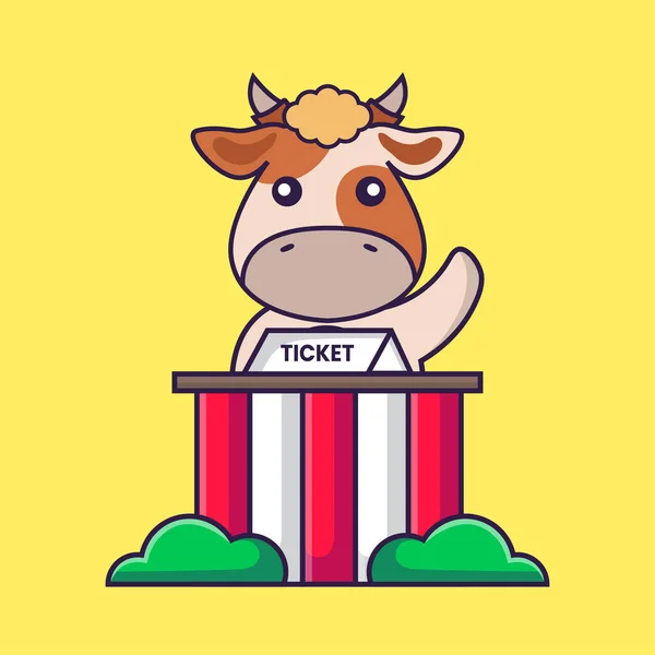 Vache Mignonne Est Être Détenteur Billets — Image vectorielle