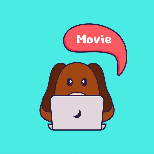 Cão Bonito Está Assistindo Filme — Vetor de Stock
